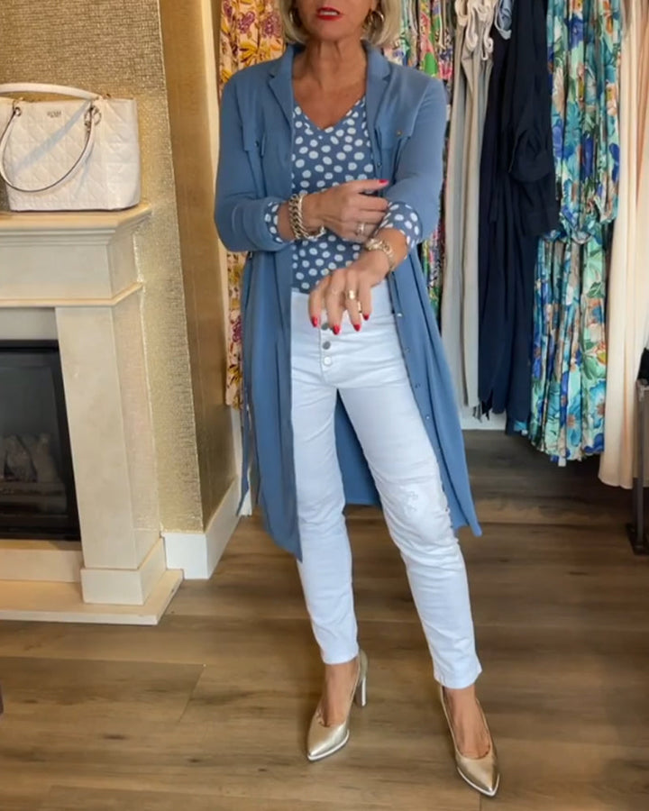 Manteau boutonné avec une couleur unie décontractée