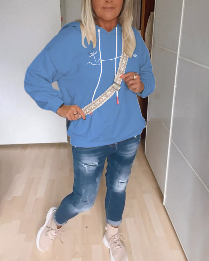 Sweats à capuche amples à imprimé ancre