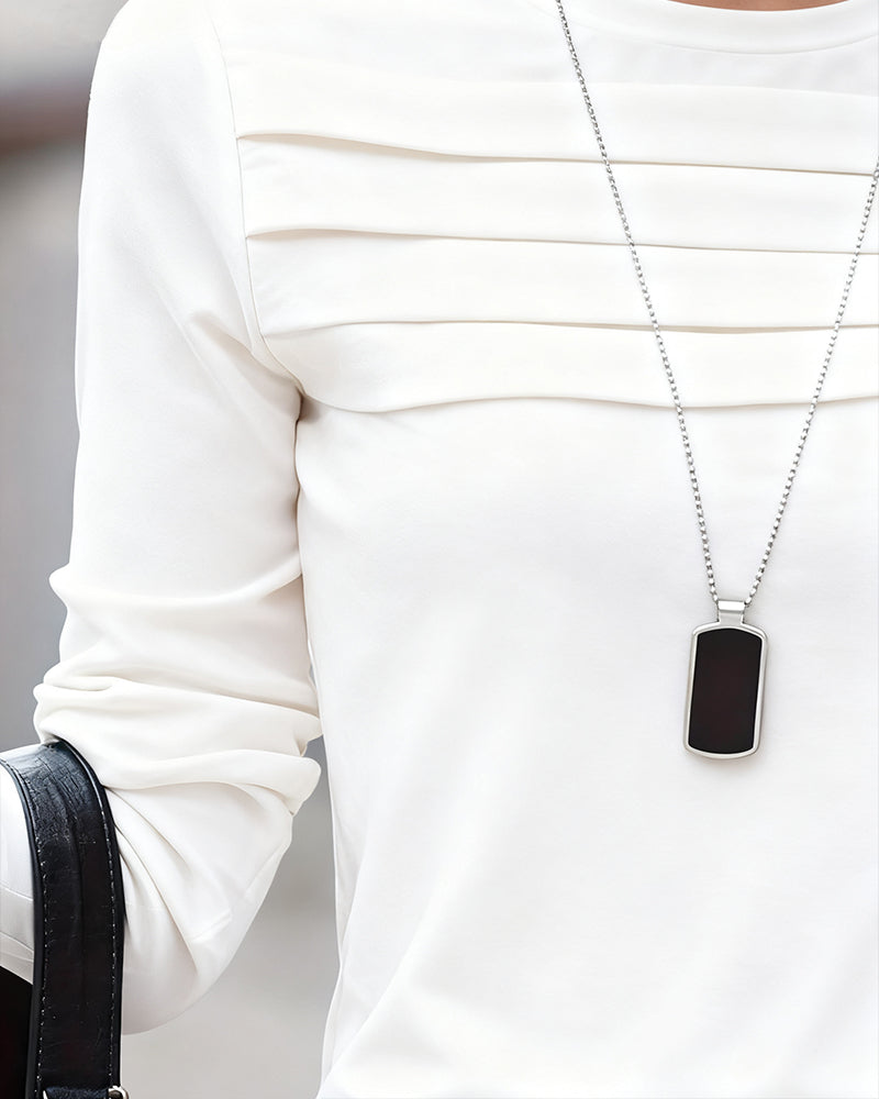 Haut Slim Fit Plissé Manches Longues