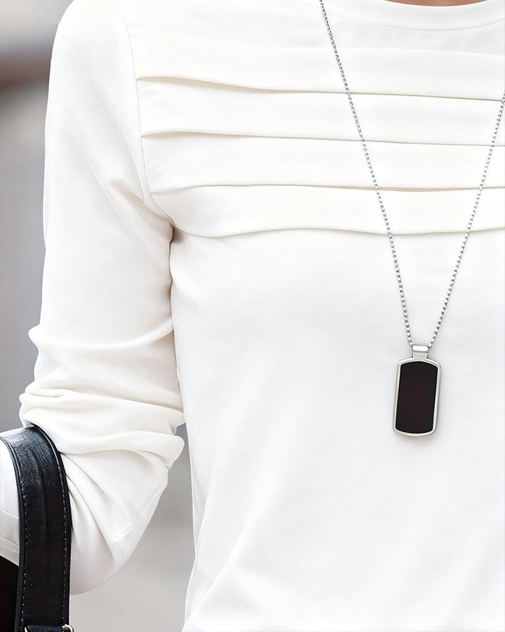 Haut Slim Fit Plissé Manches Longues