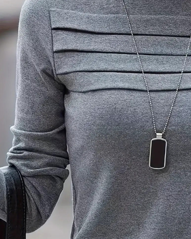 Haut Slim Fit Plissé Manches Longues