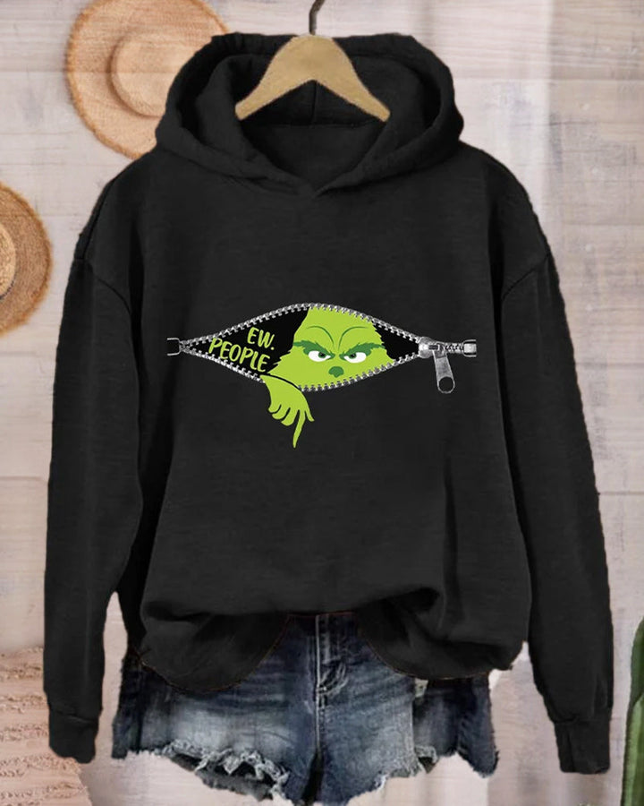 Sweat à capuche de couleur unie à manches longues