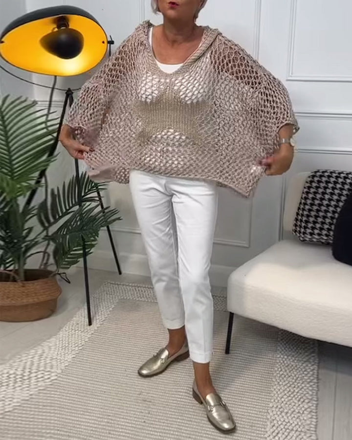 Pull à capuche uni à découpes étoiles