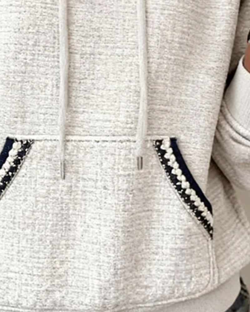 Sweat À Capuche Décontracté Couleur Contrastée