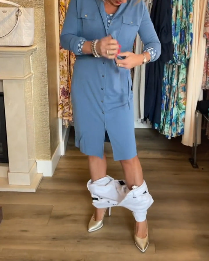 Manteau boutonné avec une couleur unie décontractée