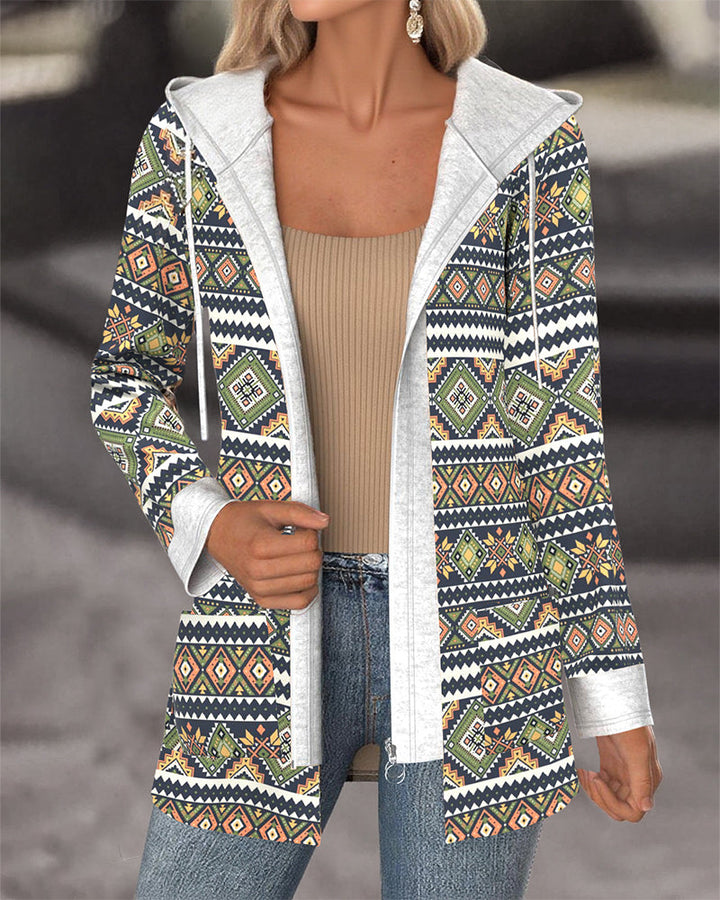 Manteau À Capuchon Casual Fermeture Éclair