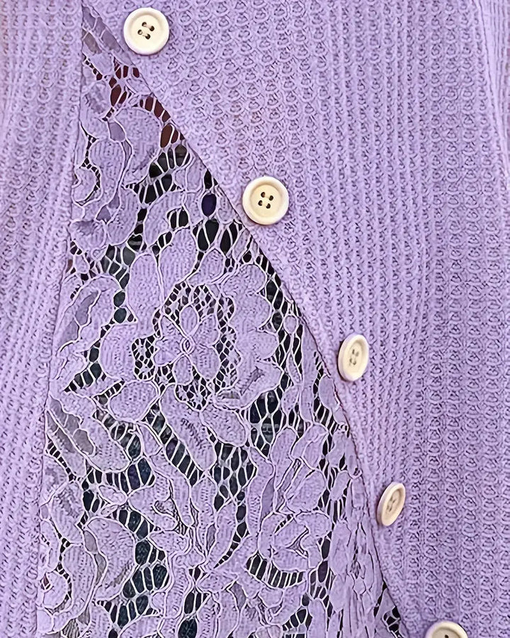 T-Shirt Dentelle Panneau Tricoté