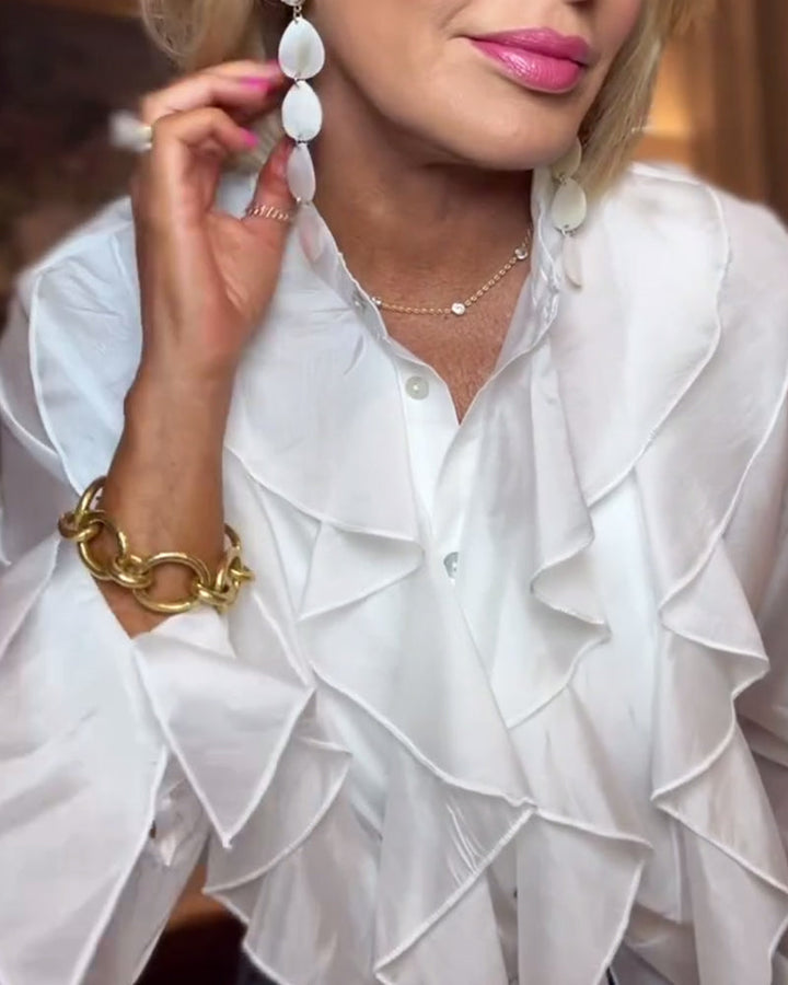 Chemisier élégant de couleur unie à volants