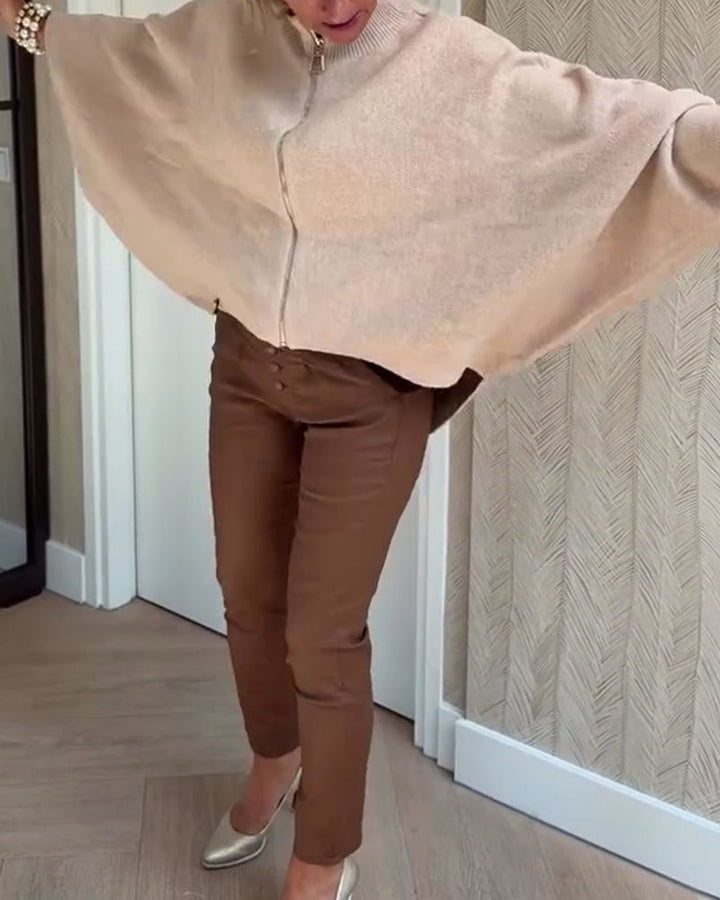 Gilet Col Montant Manches Chauve-Souris