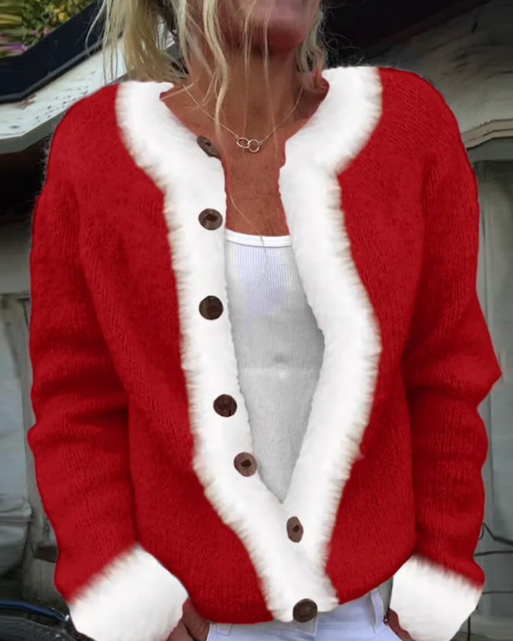 Cardigan Tendance À Manches Longues Avec Couleur Contrastante