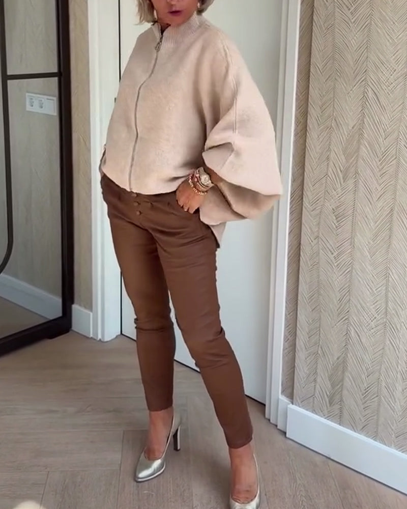 Gilet Col Montant Manches Chauve-Souris