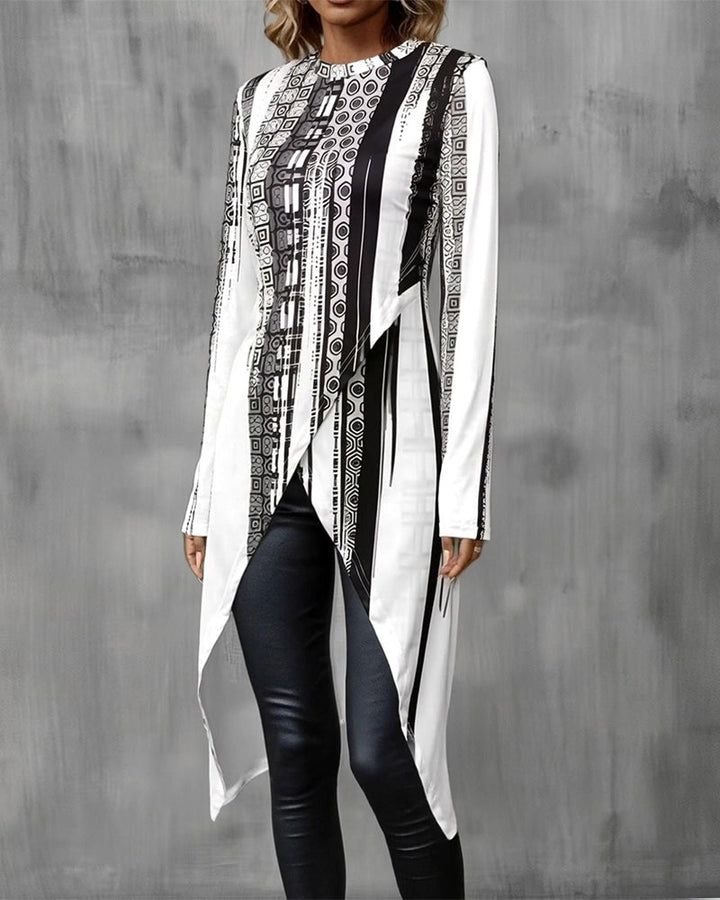 T-Shirt À Col Rond Avec Design Irrégulier