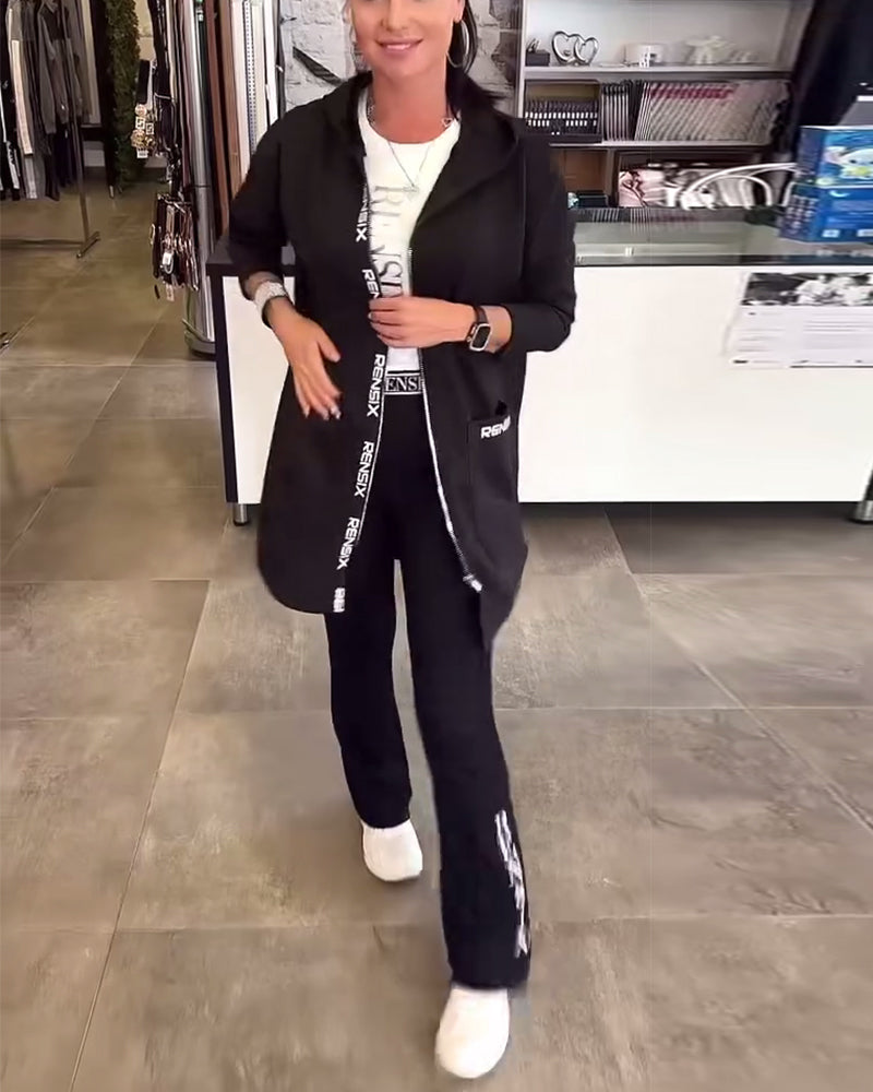 Manteau À Capuche Zippé Mode