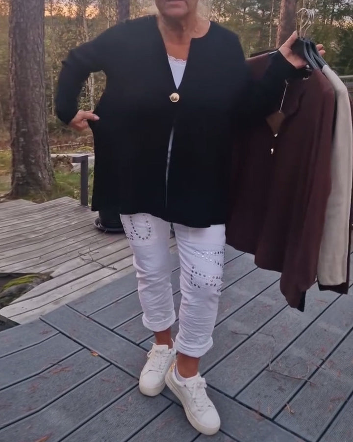 Gilet À Boutons Métalliques Manches Longues