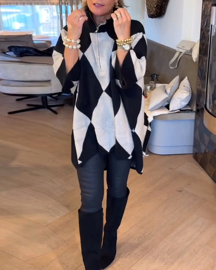 Pull Col Montant Argyle Irrégulier