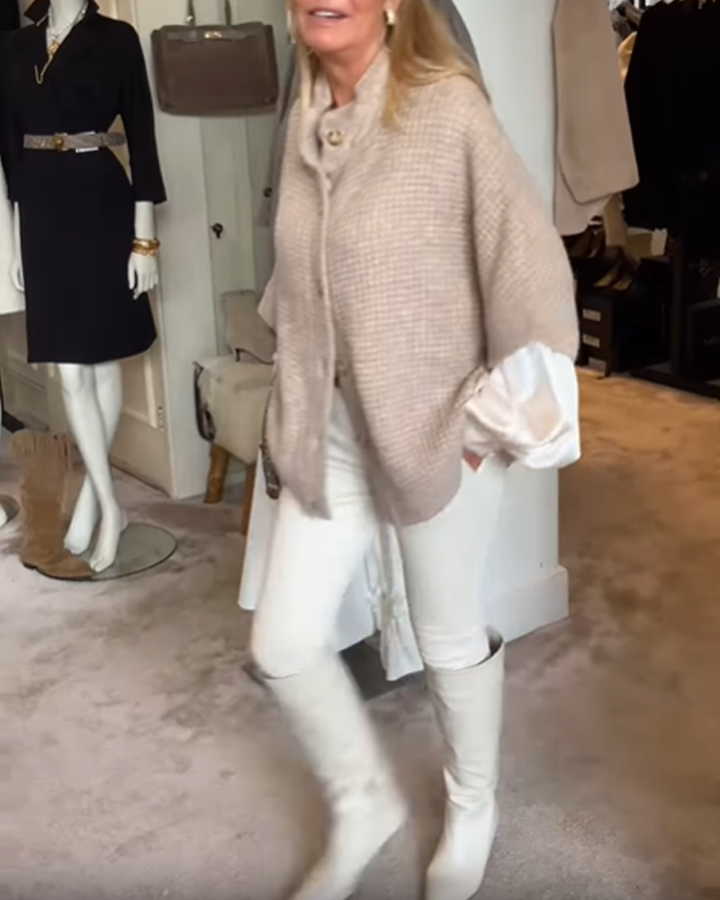 Manteau Maille Nid D'abeille Décontracté Cardigan