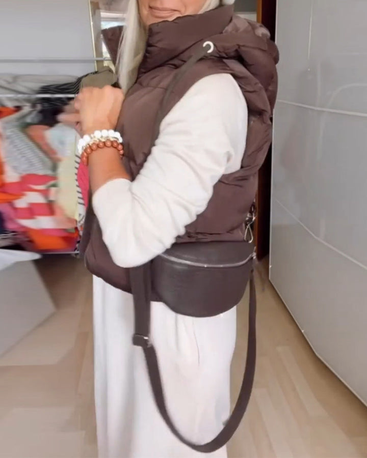 Manteau gilet à capuche de couleur unie