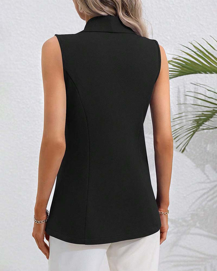 Manteau Cardigan Sans Manches À Bouton Unique