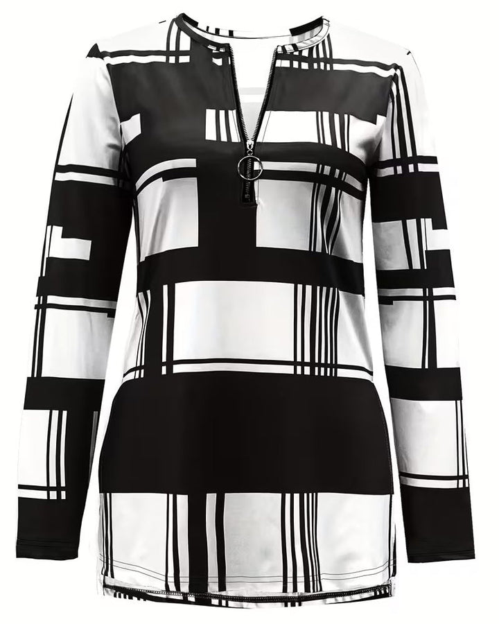 T-Shirt À Manches Longues Avec Fermeture Éclair Et Fente À L'ourlet