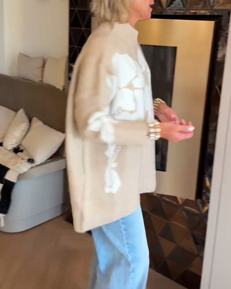 Pull Col Montant Imprimé Floral