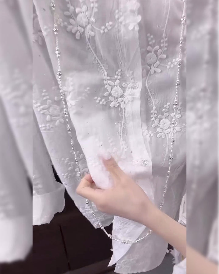 Chemise Uni Brodée Épaules Tombées