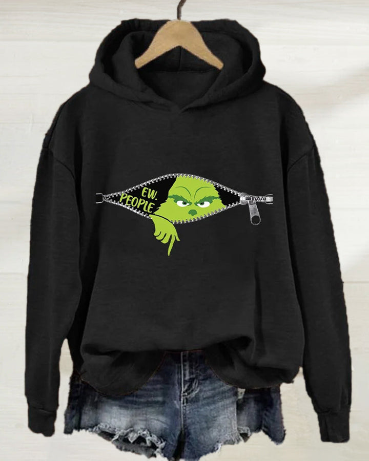 Sweat à capuche de couleur unie à manches longues