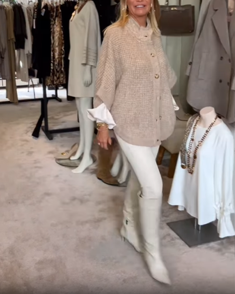 Manteau Maille Nid D'abeille Décontracté Cardigan