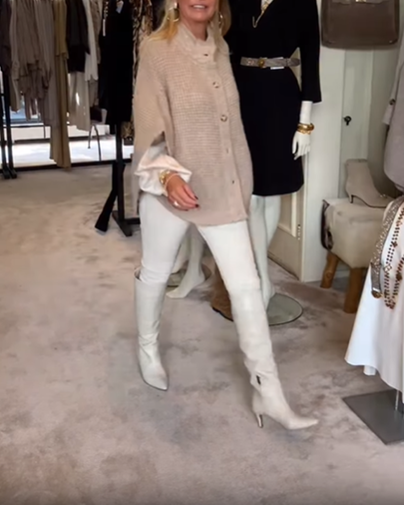 Manteau Maille Nid D'abeille Décontracté Cardigan