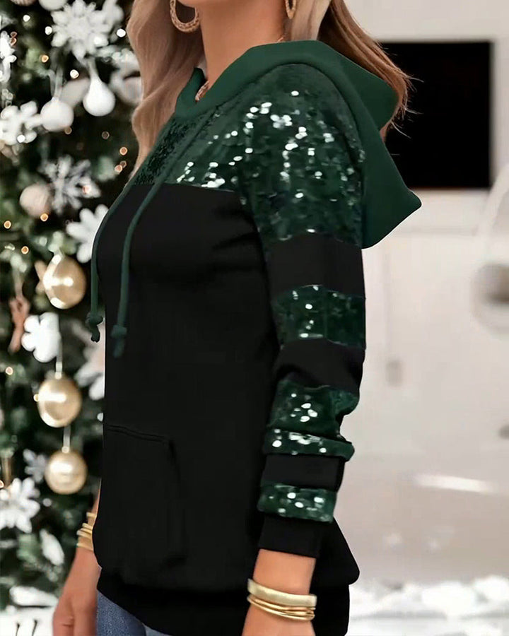 Sweat À Capuche Décontracté Avec Paillettes