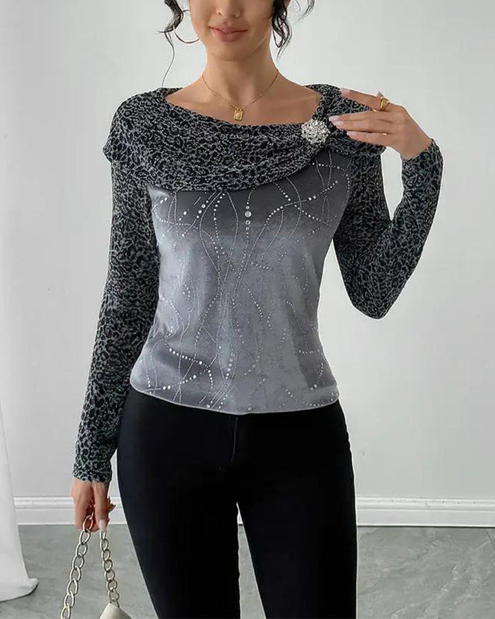 Haut À Manches Longues À Imprimé Léopard
