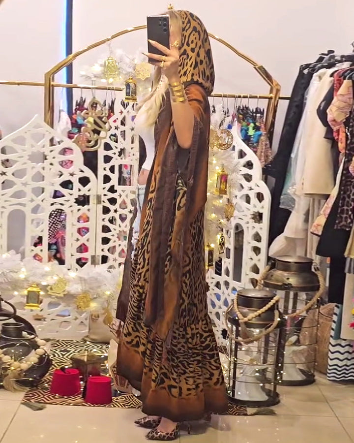 Manteau Manches Chauve-Souris Imprimé Léopard