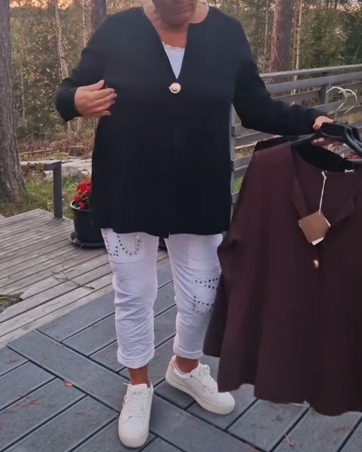 Gilet À Boutons Métalliques Manches Longues