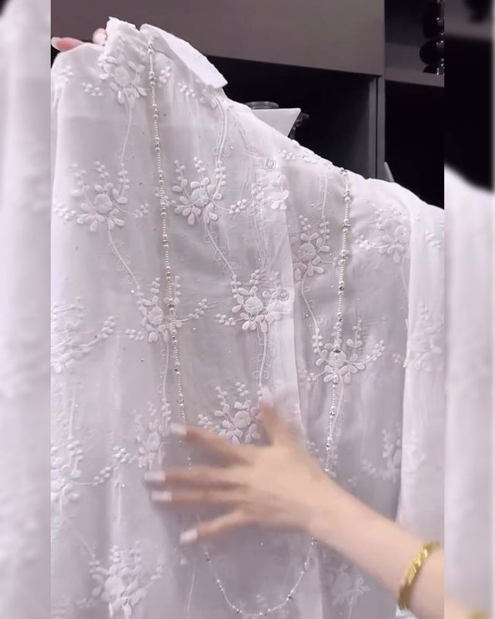 Chemise Uni Brodée Épaules Tombées